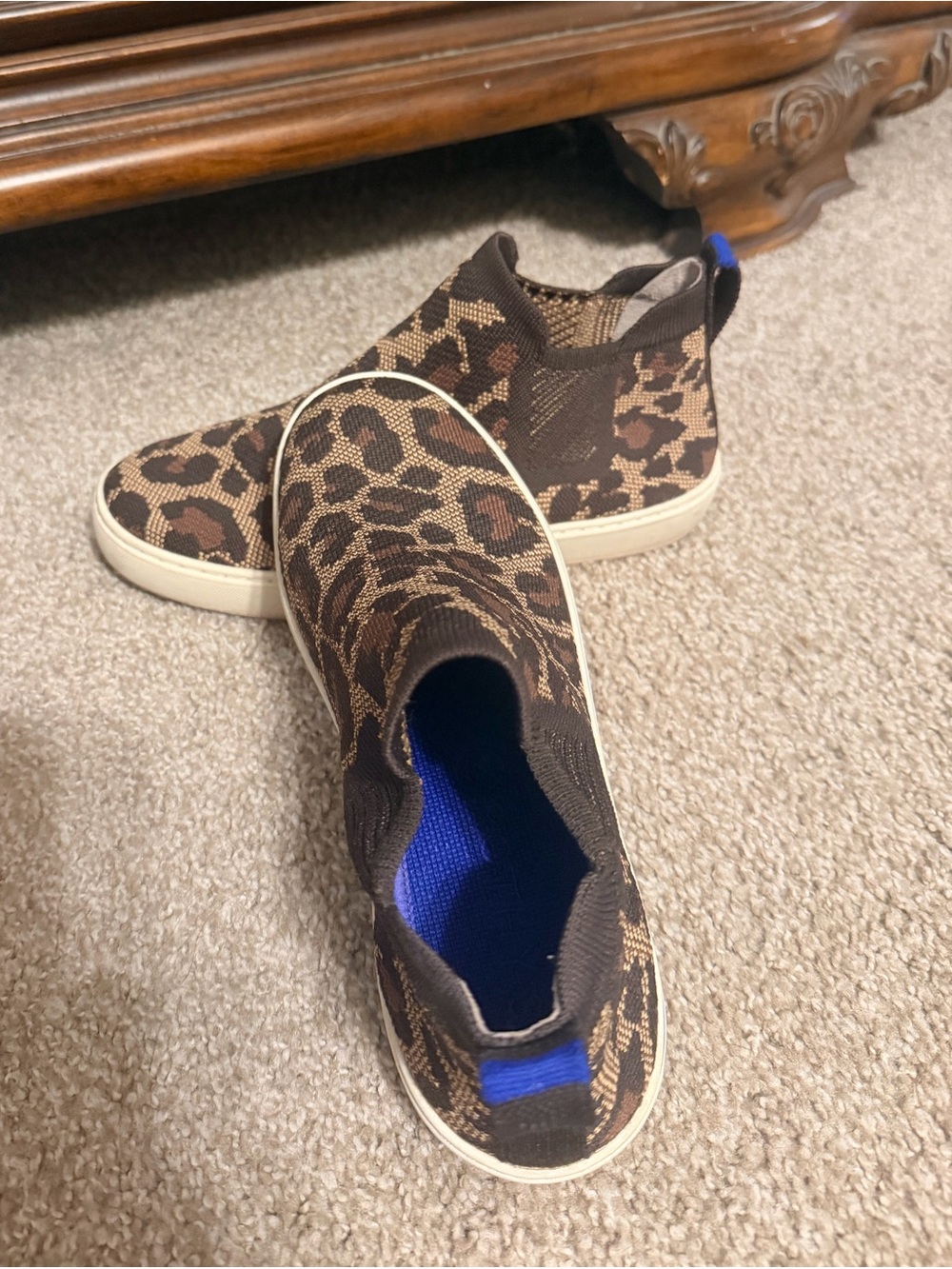 Rothy's Brown Leopard Knit Slip-On Sneakers - Picture 8 of 9